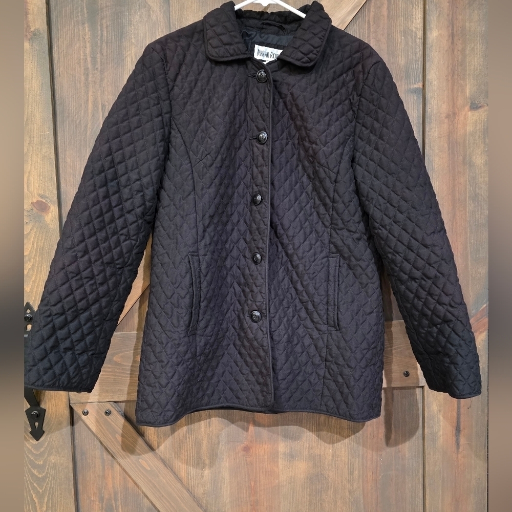 MARVIN RICHARDS Vintage Quilted Black Button Jacket Size Large